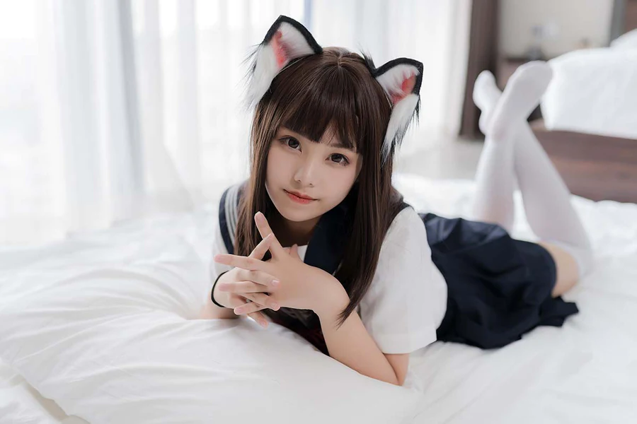 蜜汁猫裘 猫耳JK cosplay-第1张