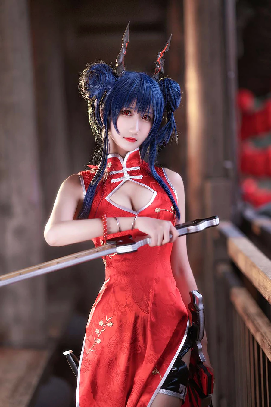 三度_69 – 红色旗袍 cosplay-第1张