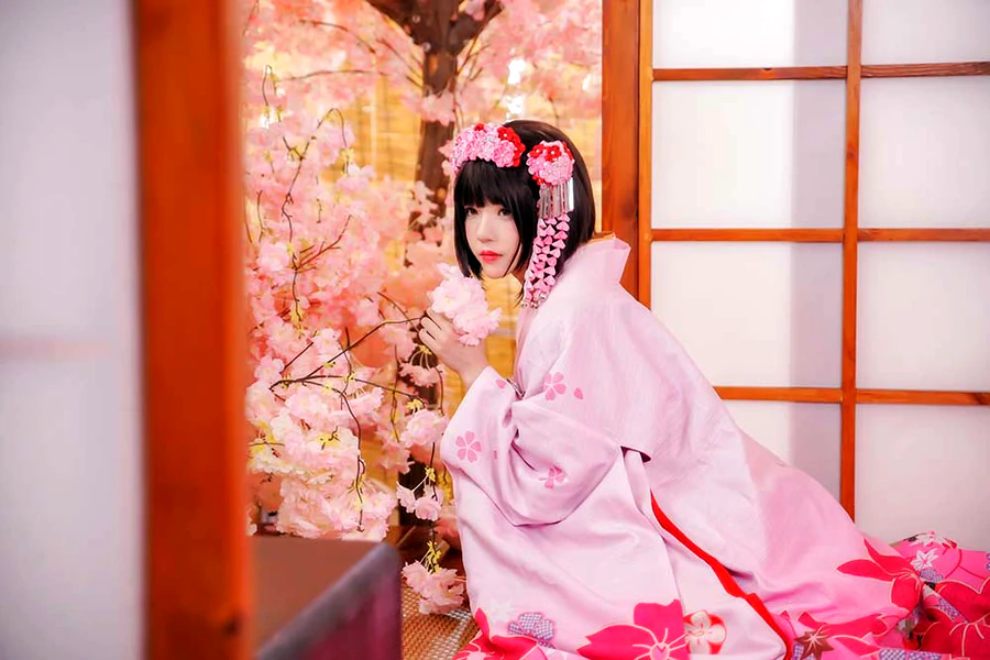 桜桃喵 – 加藤惠和服 cosplay-第2张