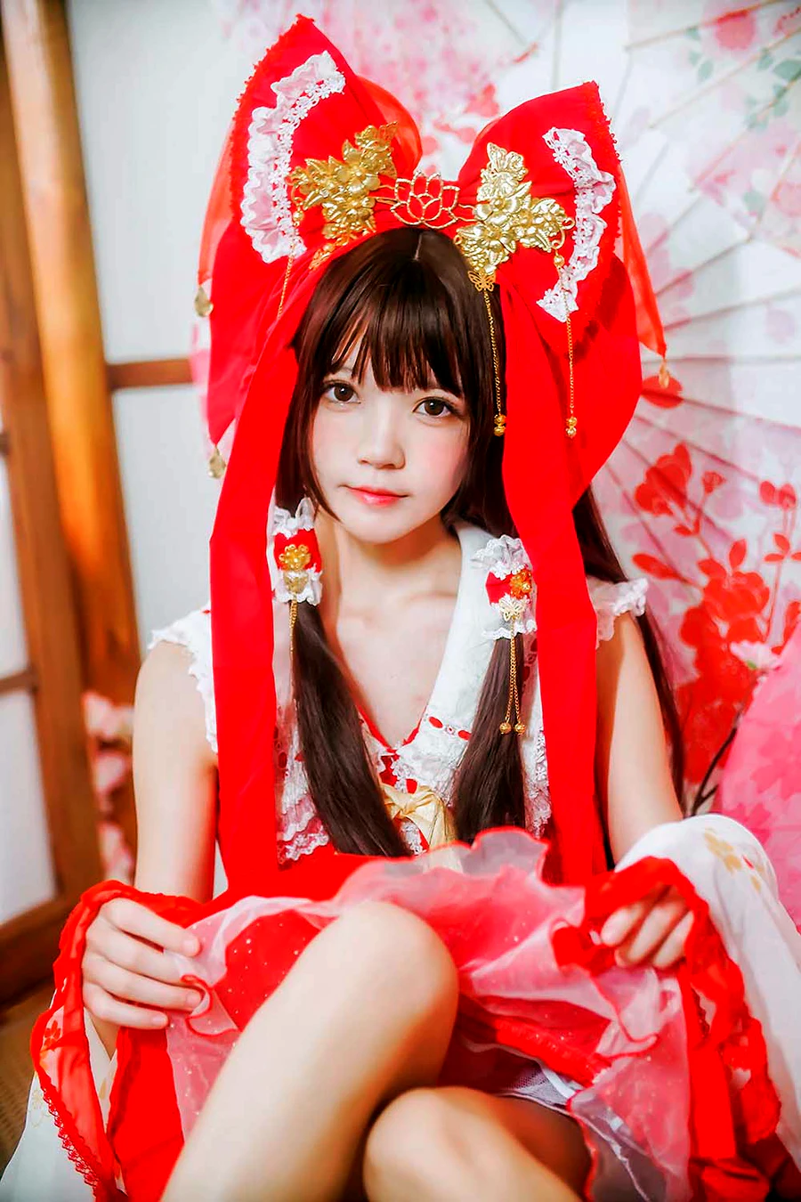 桜桃喵 – 灵梦 新年快乐 cosplay-第1张