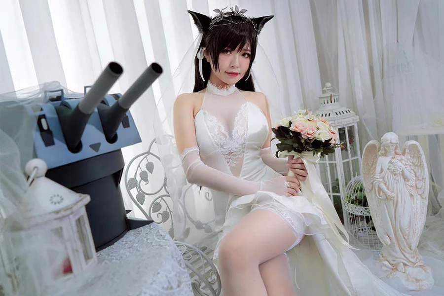 半半子 – 爱宕花嫁 cosplay-第2张