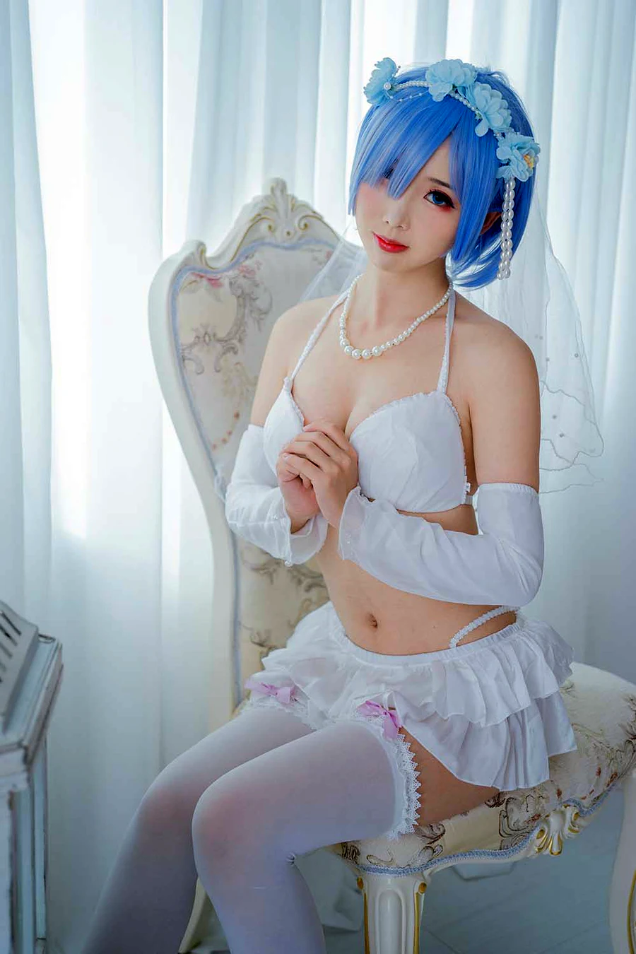 面饼仙儿 – 花嫁蕾姆 cosplay-第1张