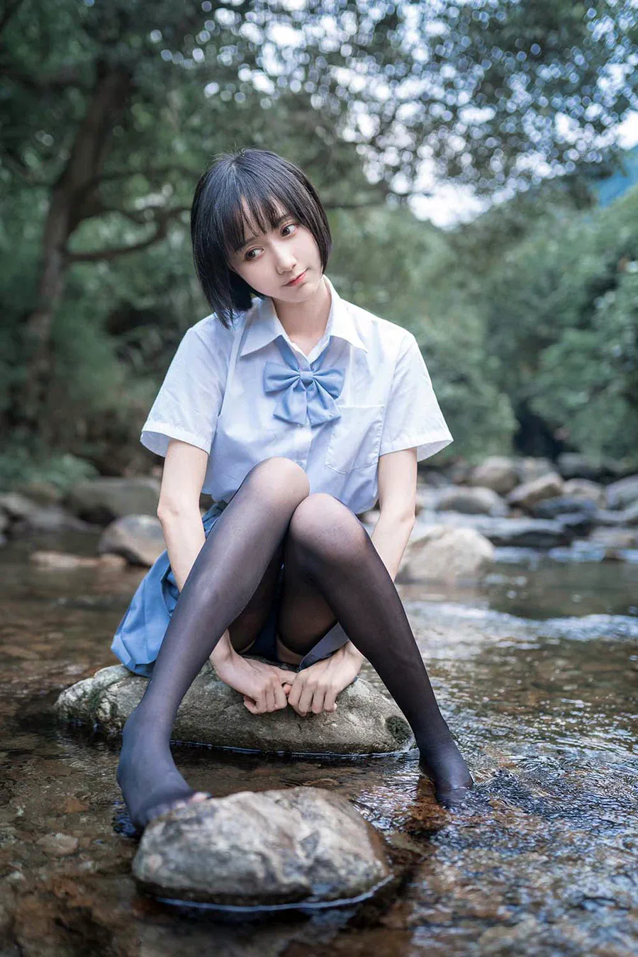 木绵绵OwO – 水色溪边制服 cosplay-第1张