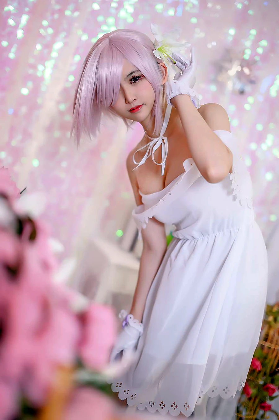 鳗鱼霏儿 – 玛修白裙 cosplay-第1张