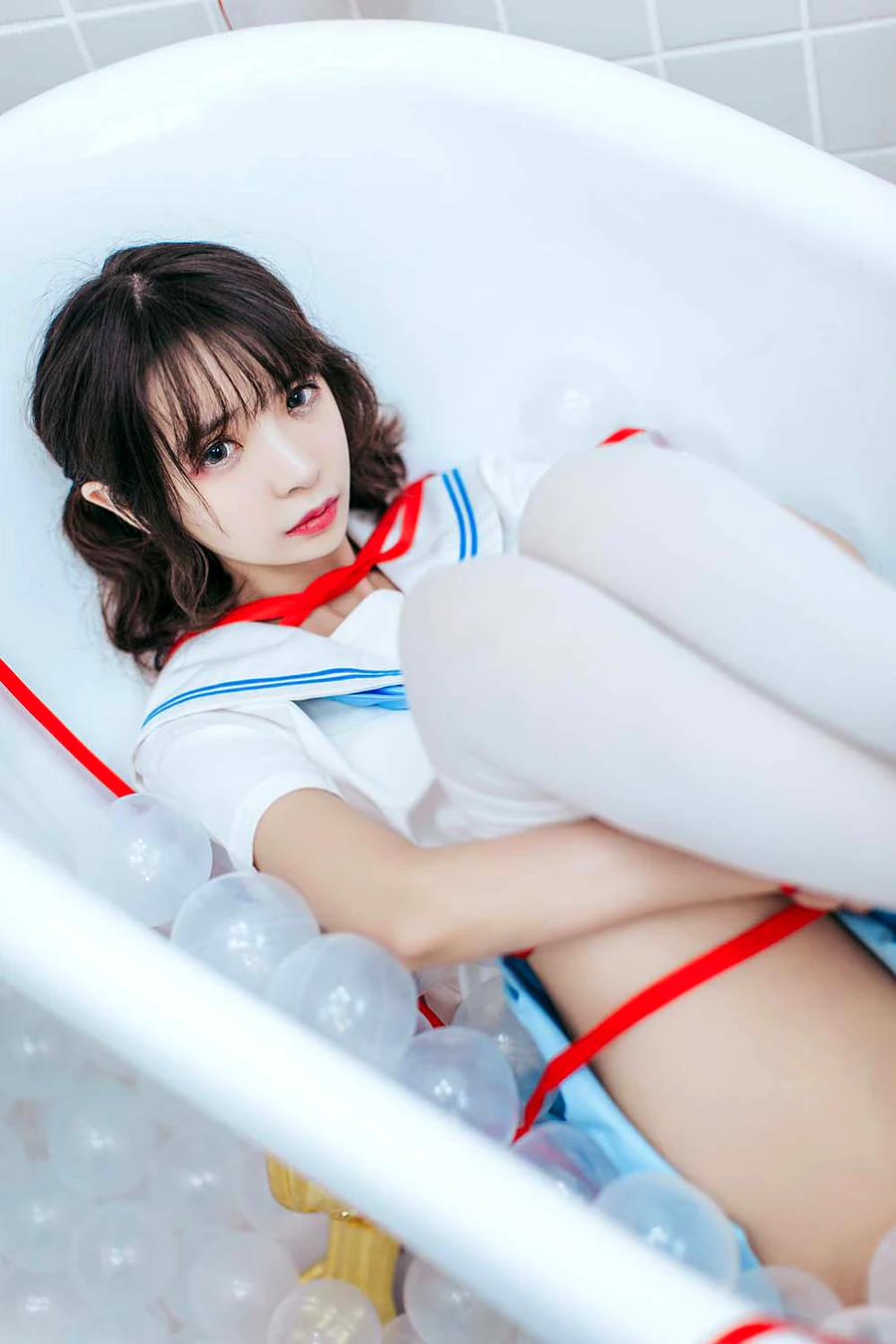 疯猫ss – 浴室JK cosplay-第1张