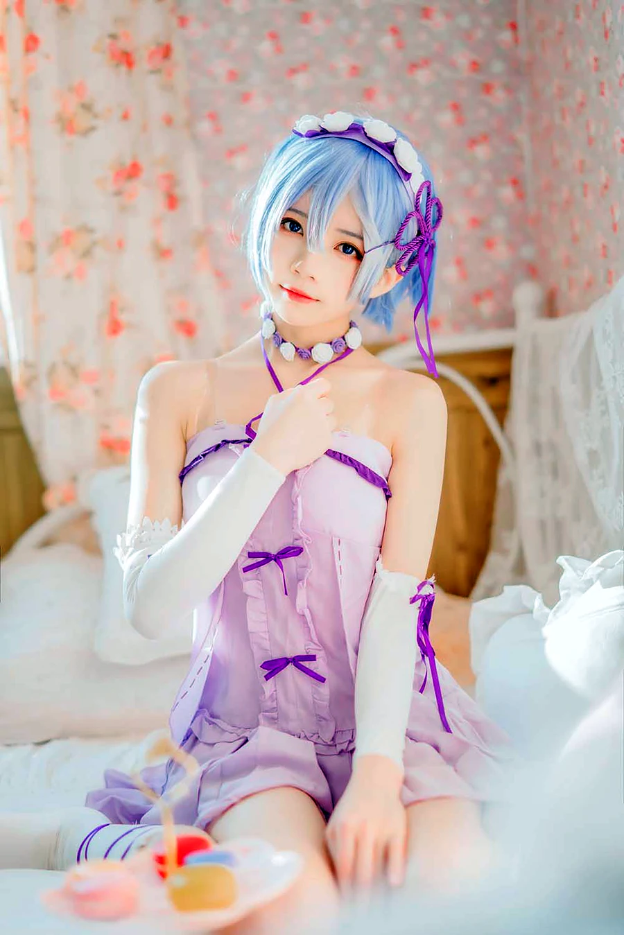 桜桃喵 – 蕾姆小睡裙 cosplay-第1张