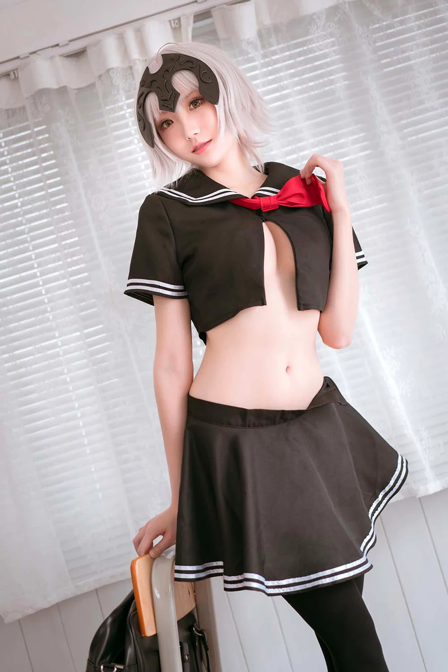 瓜希酱 – 黑贞德 校服 cosplay-第1张