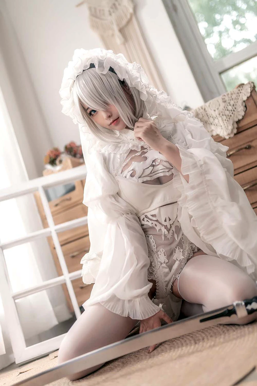 蠢沫沫 – 尼尔纪元 白花嫁 cosplay-第1张