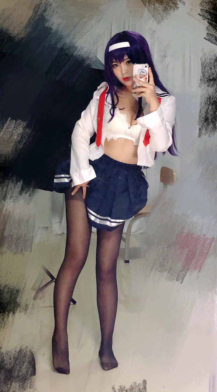 白烨 – 学姐校服 cosplay-第1张