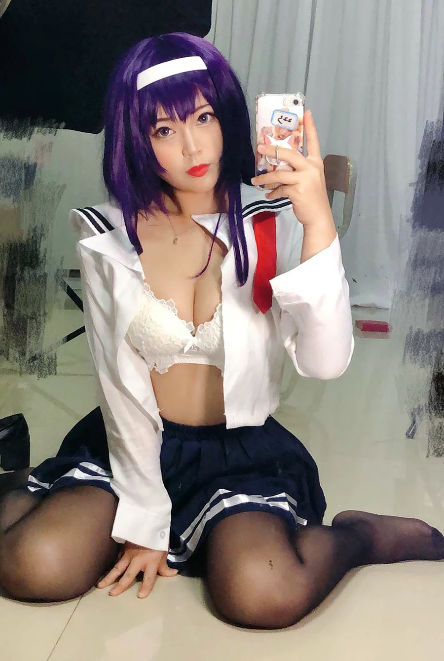 白烨 – 学姐校服 cosplay-第2张