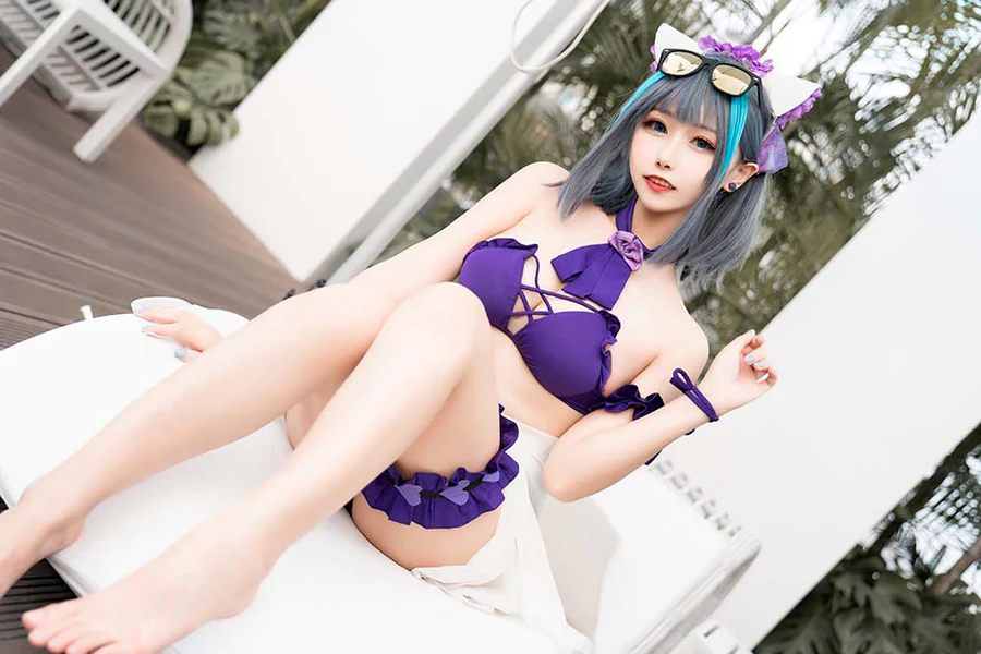 Momoko葵葵 – 柴郡水着 cosplay-第1张