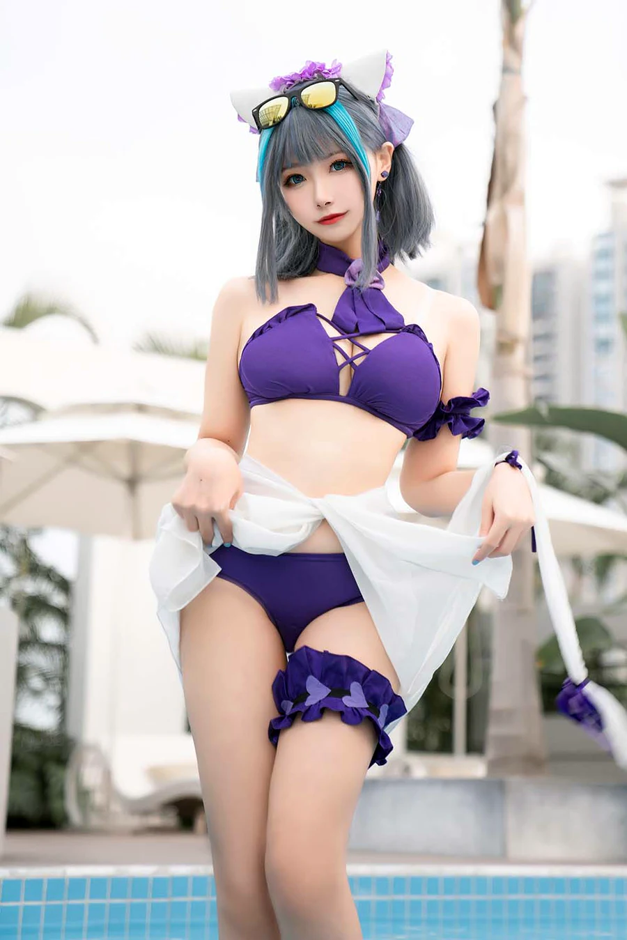 Momoko葵葵 – 柴郡水着 cosplay-第2张