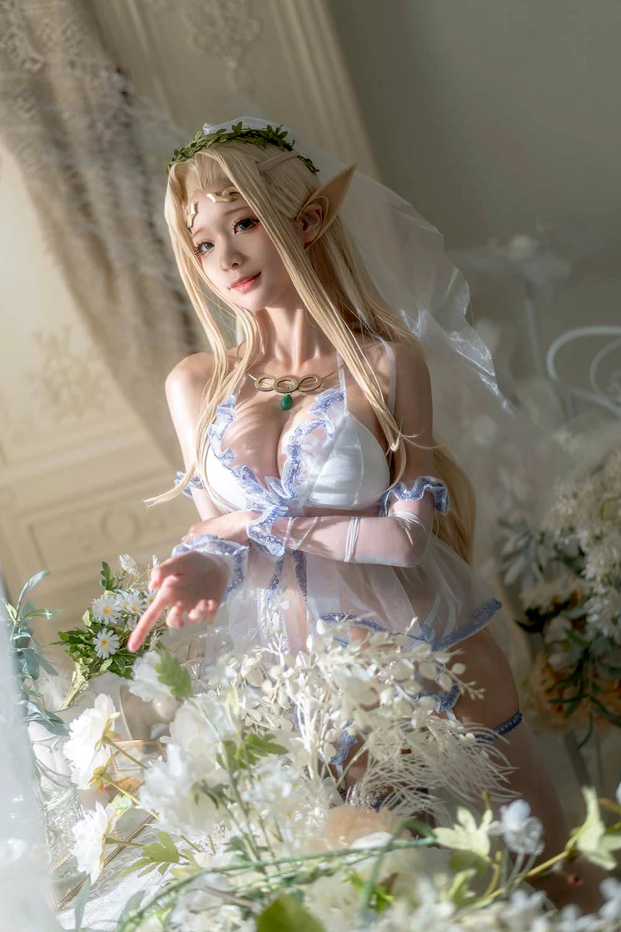 蠢沫沫 – 白精灵 婚纱 cosplay-第1张