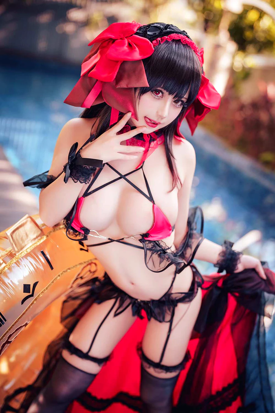 沖田凜花Rinka – Kurumi Tokisaki Swimsuit cosplay-第1张