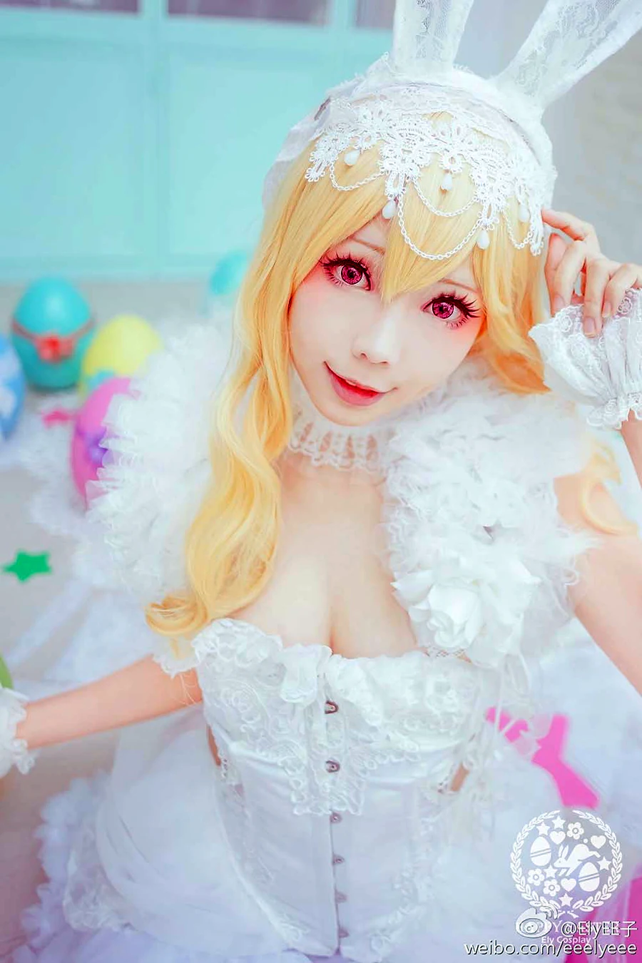 Ely_eee(ElyEE子) – 兔耳白礼服 cosplay-第2张