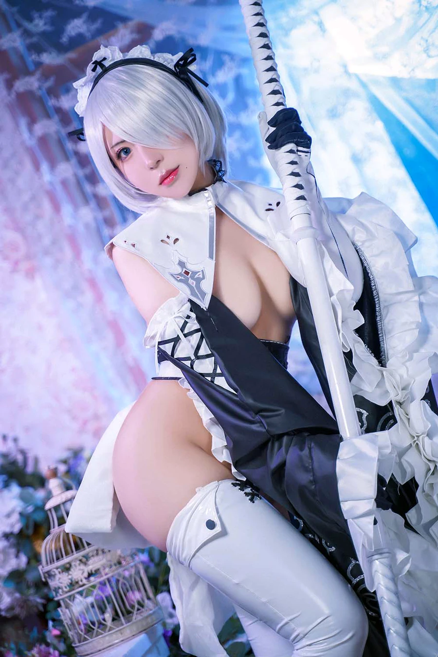 虎森森 – 2B女仆 cosplay-第1张