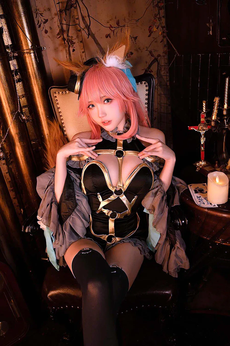 瓜希酱 – 玉藻前 漆黑魔术服 cosplay-第2张