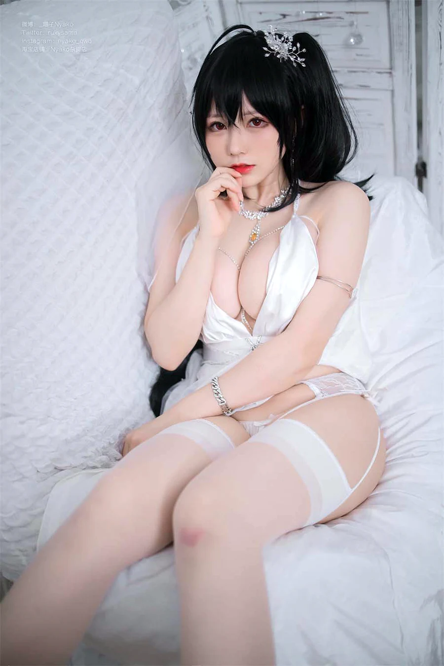 Nyako喵子 – 大凤纯白婚纱 cosplay-第2张