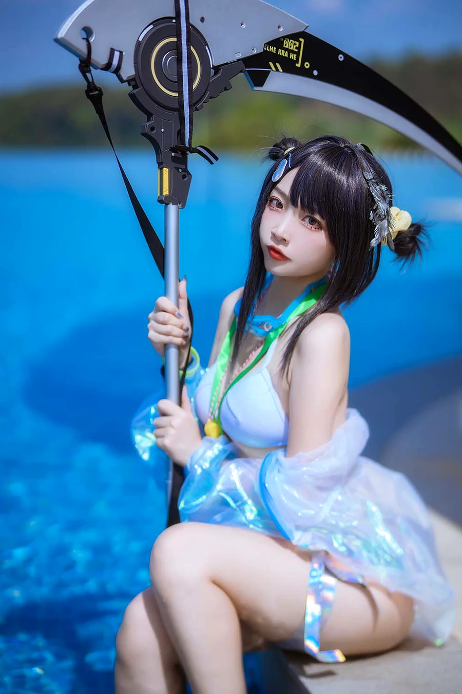 二佐Nisa – 泰拉夏日纪事 方舟羽毛笔泳装 cosplay-第2张