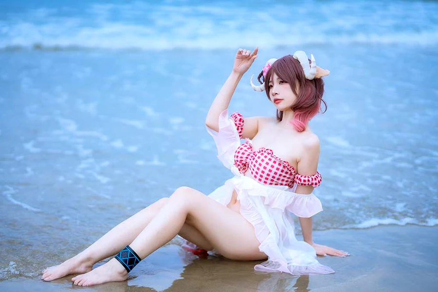 二佐Nisa – 泰拉夏日纪事 艾雅法拉泳装 cosplay-第2张