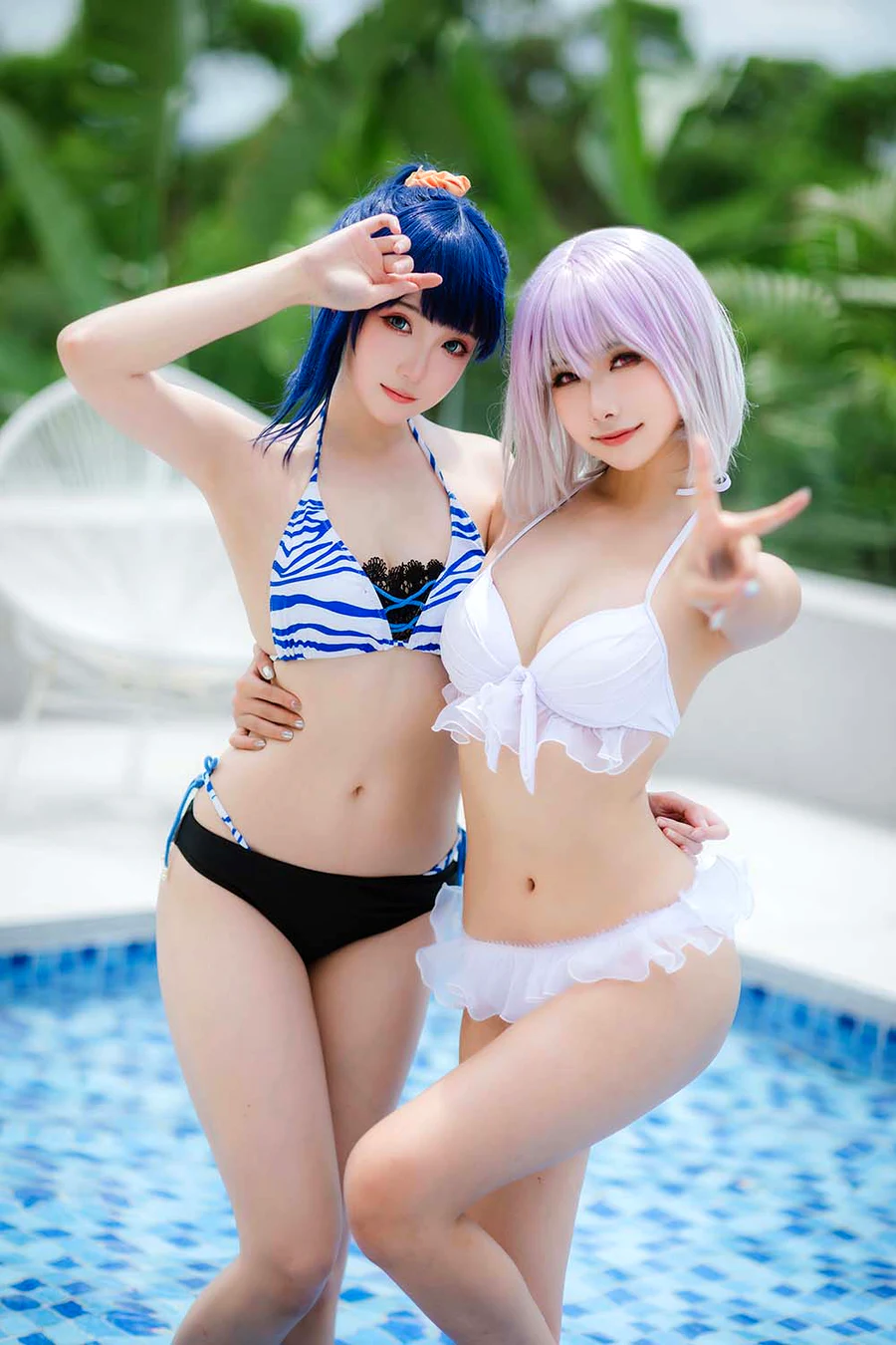 瓜希酱 & Momoko葵葵 – 电光超人古利特 宝多六花&新条茜 泳装 cosplay-第2张