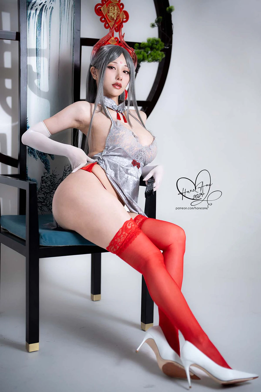 Hane Ame 雨波写真 – Original Dragon Qipao 銀寅龍姬 cosplay-第1张