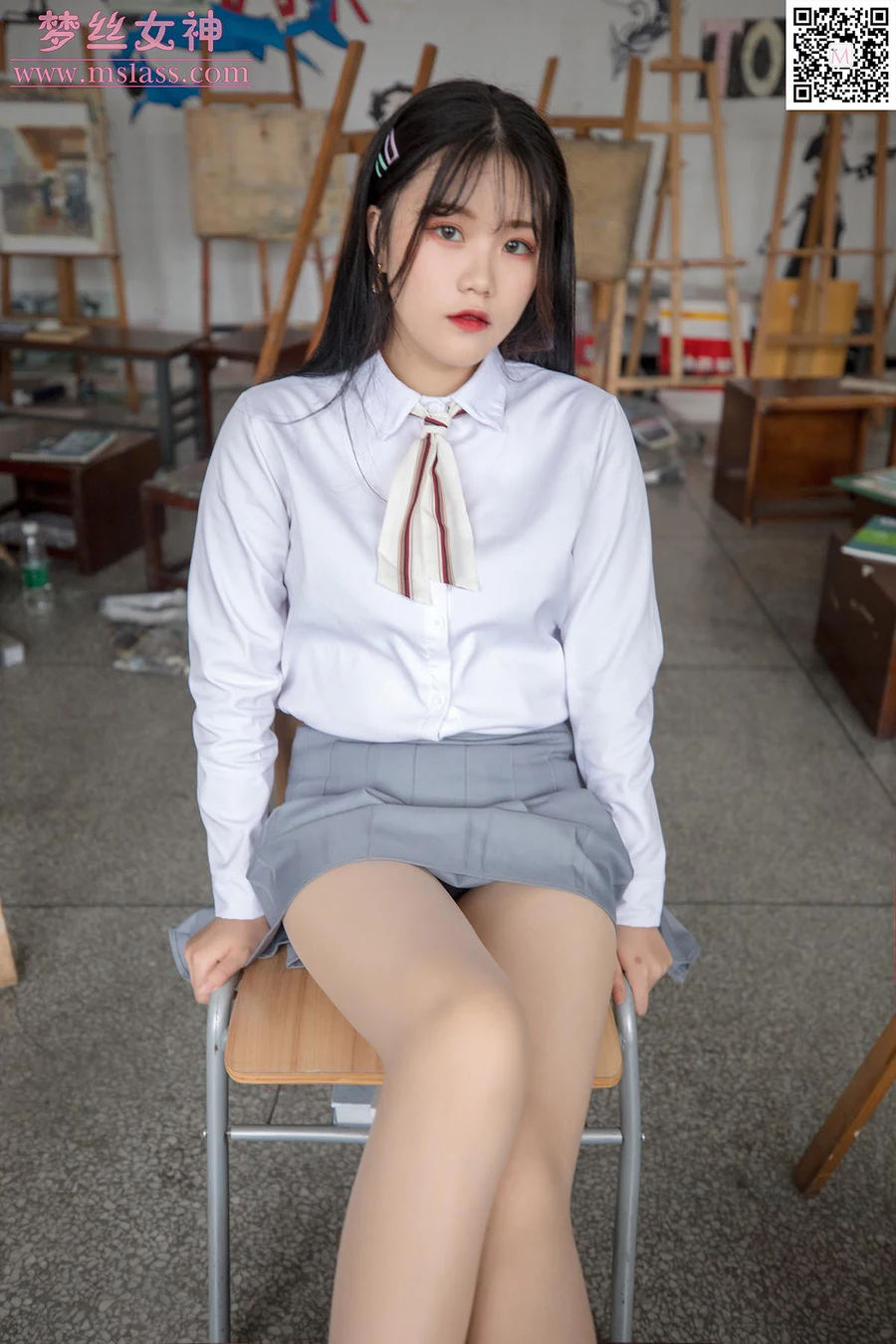 [MSLASS梦丝女神]2019.09.25 NO.049 画室少女 恬恬 MSLASS梦丝女神-第1张