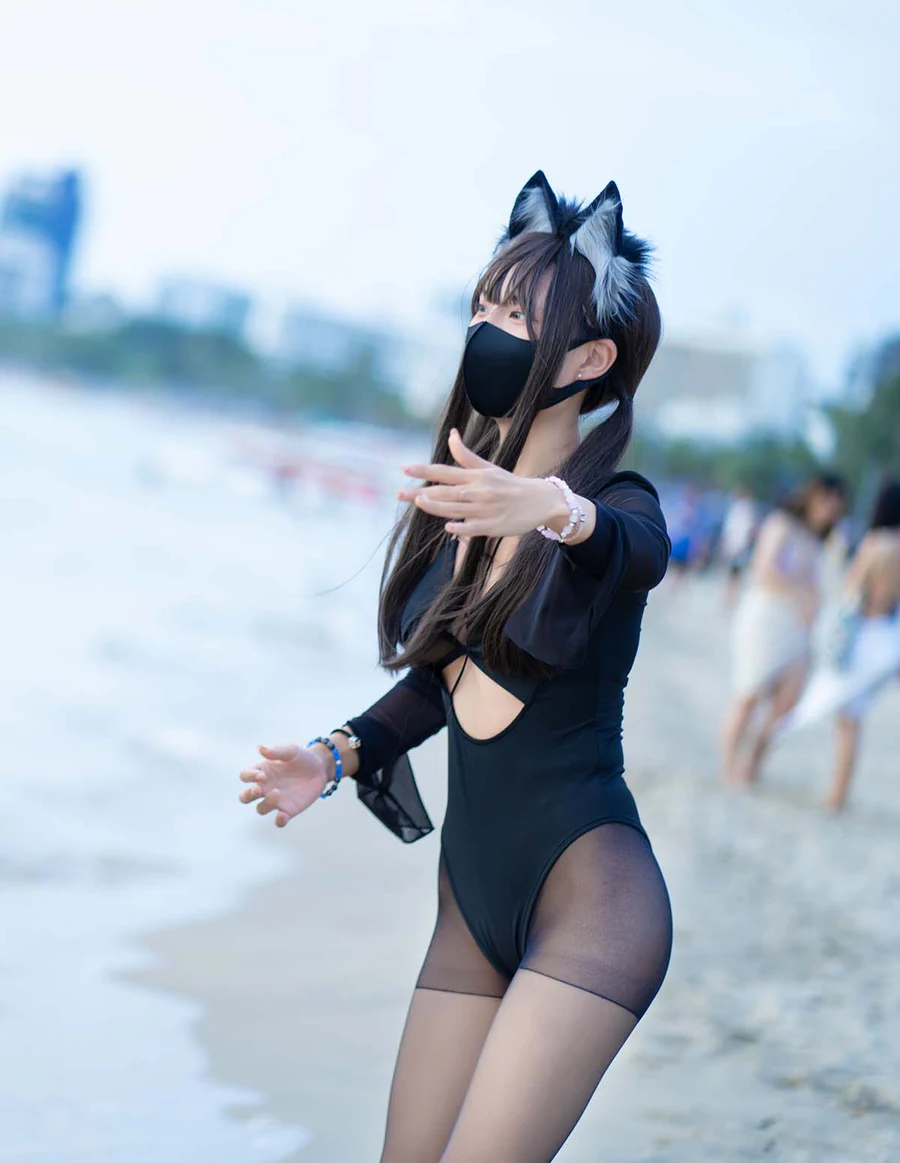 三水子 – 黑丝泳装 cosplay-第1张